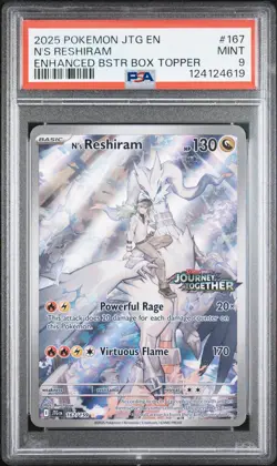 2025 POKEMON JTG EN-JOURNEY TOGETHER #167 N'S RESHIRAM PSA 9 - Image 1