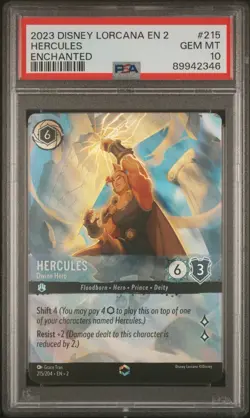 Disney Lorcana Hercules Divine Hero Rise of Floodborn Enchanted #215 PSA 10 GEM - Image 1