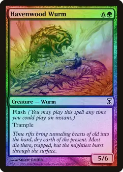 Havenwood Wurm FOIL Time Spiral HEAVILY PLD Green Common MAGIC MTG CARD ABUGames - Image 1