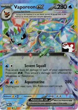 Vaporeon ex Holo Double Rare Prize Pack Series Cards 023/131 NM - Image 1