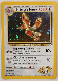 Lt. Surge's Fearow 7/132 Gym Heroes Holo Rare Pokemon Card LP - Image 1