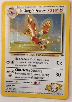 Lt. Surge's Fearow 7/132 Gym Heroes Holo Rare Pokemon Card LP - Image 2