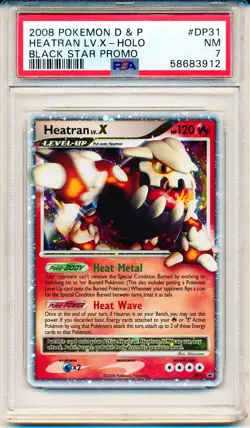 2008 POKEMON DIAMOND & PEARL BLACK STAR PROMO #DP31 HEATRAN LV.X-HOLO PSA 7 - Image 1