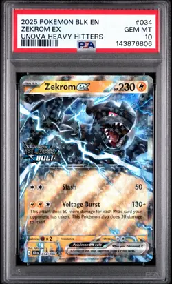 2025 Pokemon Zekrom Ex BLK EN-Black Bolt UNOVA HEAVY HITTERS STAMPED PSA 10 - Image 1