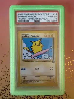 Pokemon 2001 Black Star Promo Surfing Pikachu #28 PSA 10 - Image 1