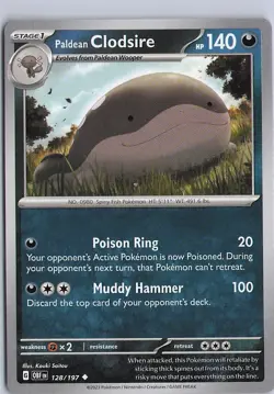 Pokemon TCG #128 /197 Paldean Clodsire Uncommon Obsidian Flames - Image 1