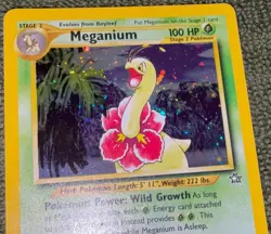 Pokemon TCG Meganium 11/111 Neo Genesis Holo Rare 100 HP Stage 2 Card English - Image 3