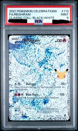 2021 POKEMON CELEBRATIONS CLASSIC COLLECTION #113 FULL ART/RESHIRAM PSA 9 - Image 1