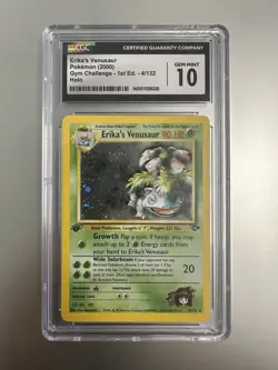 Pokemon 2000 Gym Challenge 1st Edition 4 Erika's Venusaur Holo CGC Gem Mint 10 - Image 1