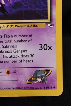 Sabrina's Haunter 58/132 DMG/HP Gym Heroes Regular Rare Unlimited Pokemon TCG - Image 4