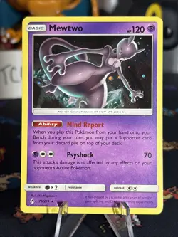 Pokemon TCG Mewtwo 75/214 Cosmo Holo Rare Unbroken Bonds Sun & Moon Holo Bleed - Image 3
