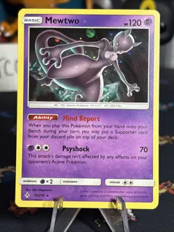 Pokemon TCG Mewtwo 75/214 Cosmo Holo Rare Unbroken Bonds Sun & Moon Holo Bleed - Image 4