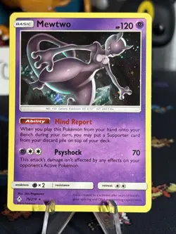 Pokemon TCG Mewtwo 75/214 Cosmo Holo Rare Unbroken Bonds Sun & Moon Holo Bleed - Image 5