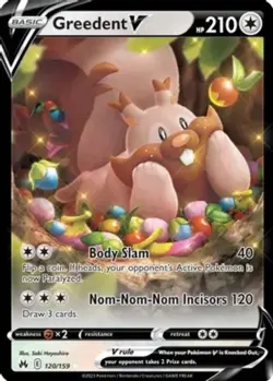 Lightly Played, English Pokemon Holo Greedent V - 120/159 - Ultra Rare SWSH - Cr - Image 1