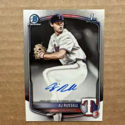 BOWMAN DRAFT 2025 CHROME PROSPECT AUTOGRAPH AJ RUSSELL TEXAS RANGERS CPA-AR - Image 1