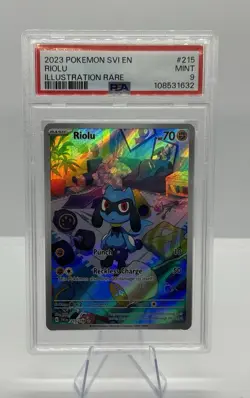 Riolu Scarlet & Violet Illustration Rare Pokemon TCG Card 215/198 PSA 9 - Image 1