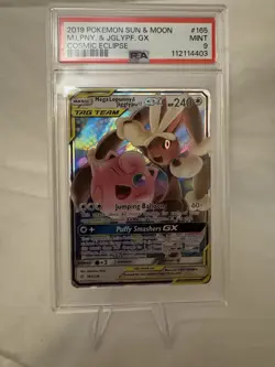 Pokemon 2019 Sun & Moon Cosmic Eclipse #165 Mega Lopunny Jigglypuff GX PSA 9 - Image 1