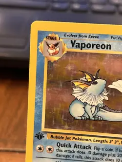 Pokemon Vaporeon 1st Edition Holo Rare Jungle 12/64 WoTC 1999 Raw - Image 2