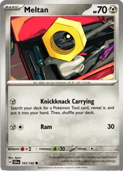 Pokemon Stellar Crown Meltan Regular Common Card - Image 1