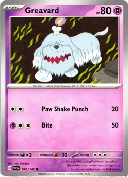 Pokemon Stellar Crown Greavard Regular Common Card - Image 1