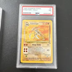 1999 Pokemon Fossil Hitmonlee Holo #7 PSA 7 NM Kabutops Holo #9 PSA 7 NM - Image 3