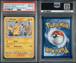 2019 POKEMON SM BLACK STAR PROMO TEAM UP PACK BLISTER #SM162 PIKACHU PSA 8 SWIRL - Image 3