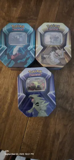 Lot of 3 Pokemon Triple Whammy Tins Tyranitar Slaking Darkrai Brand New Sealed - Image 2