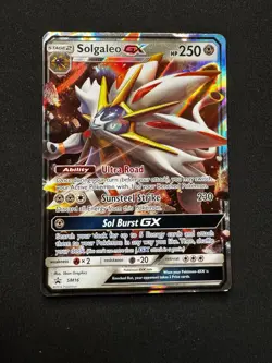 Solgaleo GX SM16 Holo Rare Black Star Promo Card Sun & Moon LP - Image 1