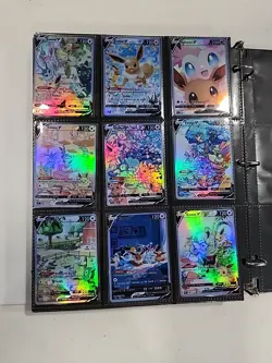Lot of 9 Custom holo fanart mixed V Pokemon Trading Card Sleeved & Top Loaded!! - Image 1