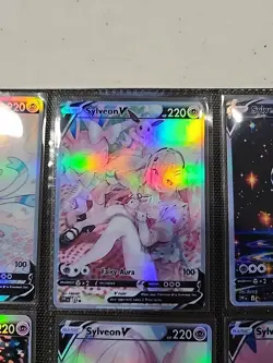Lot of 9 Custom holo fanart mixed V Pokemon Trading Card Sleeved & Top Loaded!! - Image 3
