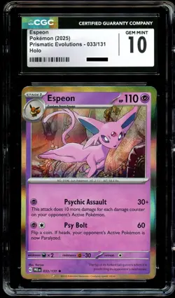 CGC 10 GEM MINT Espeon 033/131 HOLO RARE Prismatic Evolutions Pokemon Card - Image 2