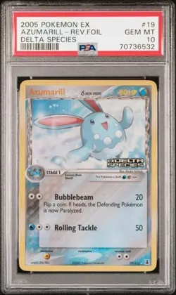 Pokemon Azumarill EX Delta Species Reverse Holo Rare #19 PSA 10 Gem Mint - Image 1