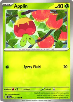 Pokemon Stellar Crown Applin Regular Common Card - Image 1