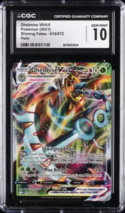 2021 POKEMON SHINING FATES HOLO #010 DHELMISE VMAX CGC 10 GEM MINT - Image 1
