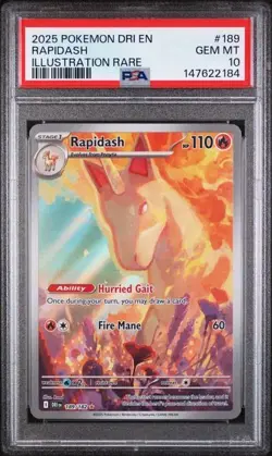 PSA 10 Rapidash 189/182 Pokemon Destined Rivals Illustration Rare Gem Mint - Image 1
