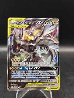 Pokemon TCG Pikachu & Zekrom GX Tag Team SM168 Black Star Promo Full Art NM - Image 1