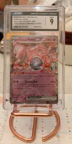 Pokemon TCG Team Rocket's Mewtwo ex 205 Scarlet & Violet Promo Cards Holo CGC 9 - Image 1