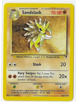 Sandslash 62/110 Legendary Collection Non-Holo WOTC Vintage Pokemon TCG Card NM - Image 1