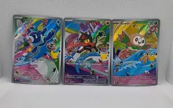 Pokemon First Partner Illustration Rowlet Litten Popplio Promo Cards - Image 1