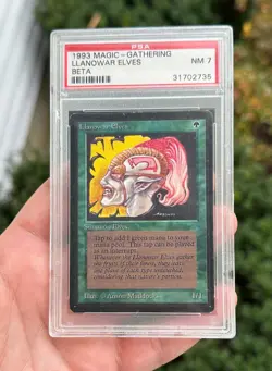 VTG 1993 Magic The Gathering PSA 7 Card Llanowar Elves BETA Rare MTG GRADED - Image 1