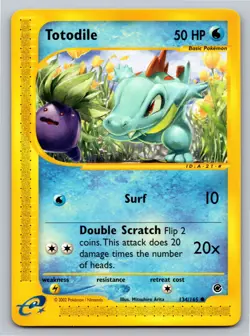 2002 Totodile 134/165 Common Regular Pokemon Card Expedition Base Set NM - Image 1