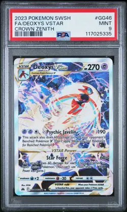 2023 POKEMON SWORD AND SHIELD CROWN ZENITH #GG46 FA/DEOXYS VSTAR PSA 9 Mint - Image 1