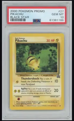 2000 Pokemon Promo Pikachu #27 Black Star PSA 10 GEM MINT WOTC - Image 1