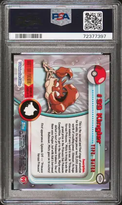 Kingler Topps Pokemon Tv Animation Series 2 99 NM PSA 9 - Image 2