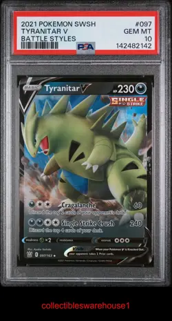 Pokemon Battle Styles Tyranitar V 097 PSA 10 - Image 1