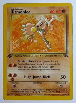 Hitmonlee #22/62 Fossil 1st Edition Pokemon 1999 - LP - Image 1