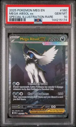 2025 Pokemon Mega Evolution #180 Mega Absol Ex Special Illustration Rare PSA 10 - Image 1