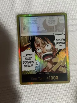 One Piece TCG GOLD Don!! Ring That Golden Bell Gold Foil Monkey D. Luffy OP15 - Image 1