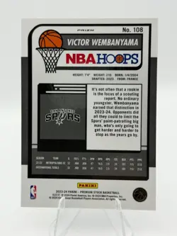 2023-24 Panini Nba Hoops Premium Stock - Victor Wembanyama #108 Silver Prizm... - Image 2