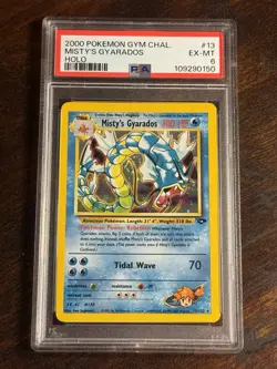 Pokemon Card Misty's Gyarados 13/132 Holo PSA 6 Gym Challenge MIDDLE SWIRL - Image 1